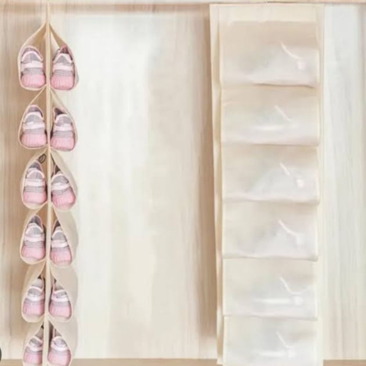 GENERICO - ORGANIZADOR  PARA ZAPATOS, ZAPATILLAS , TOALLAS Y MAS 12POCKET CREMA