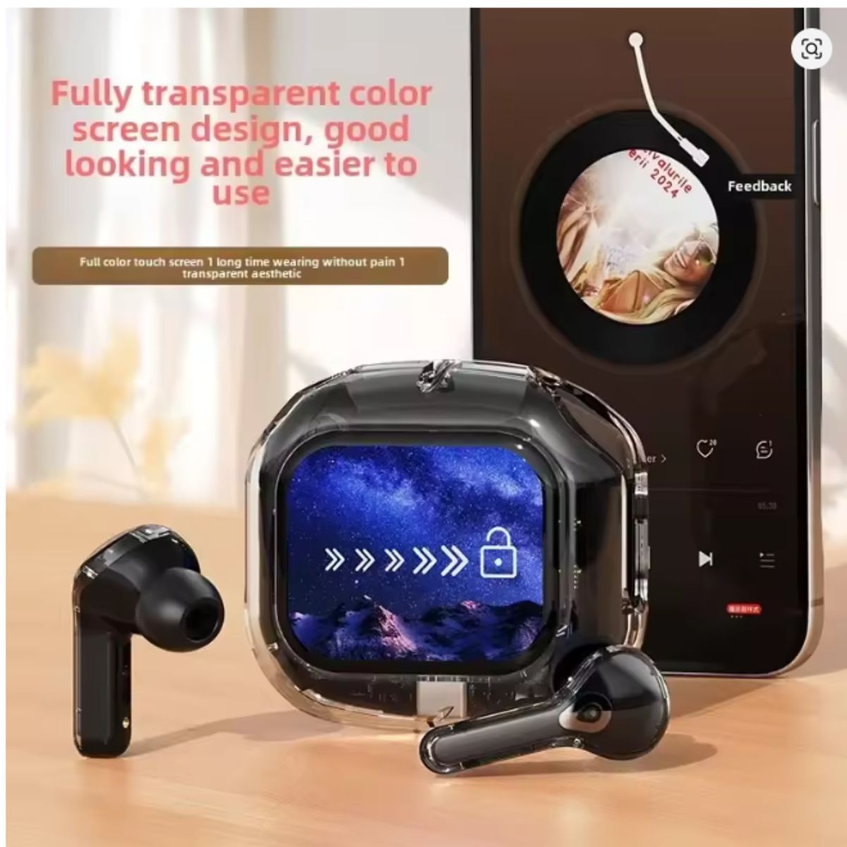 GENERICO - AUDIFONOS CON PANTALLA TACTIL BLUETHOOT PANTALLA DIGITAL