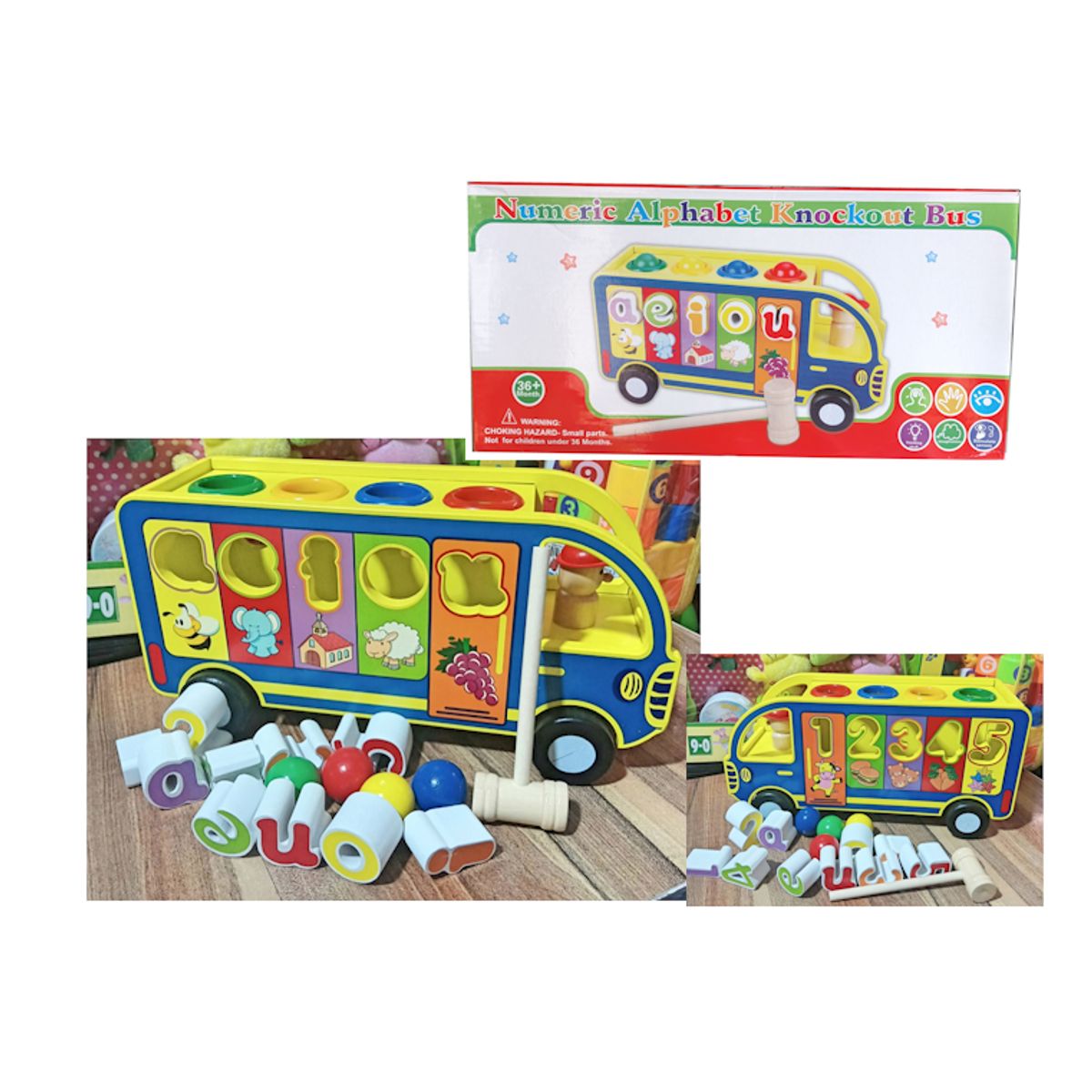 GENERICO - Bus Didáctico de Madera Vocales y Números