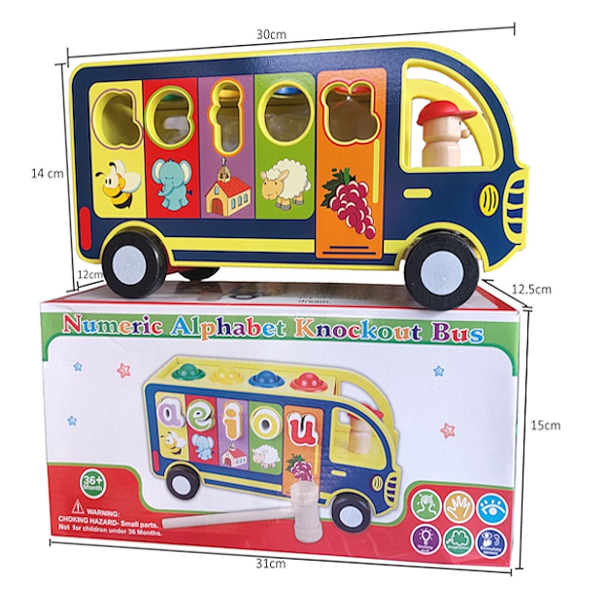 GENERICO - Bus Didáctico de Madera Vocales y Números