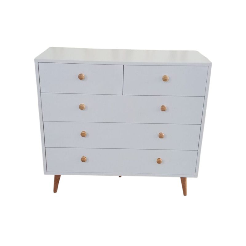 GENERICO - Comoda "Retro Chic" de 5 Cajones: Almacenamiento Estilizado en Blanco