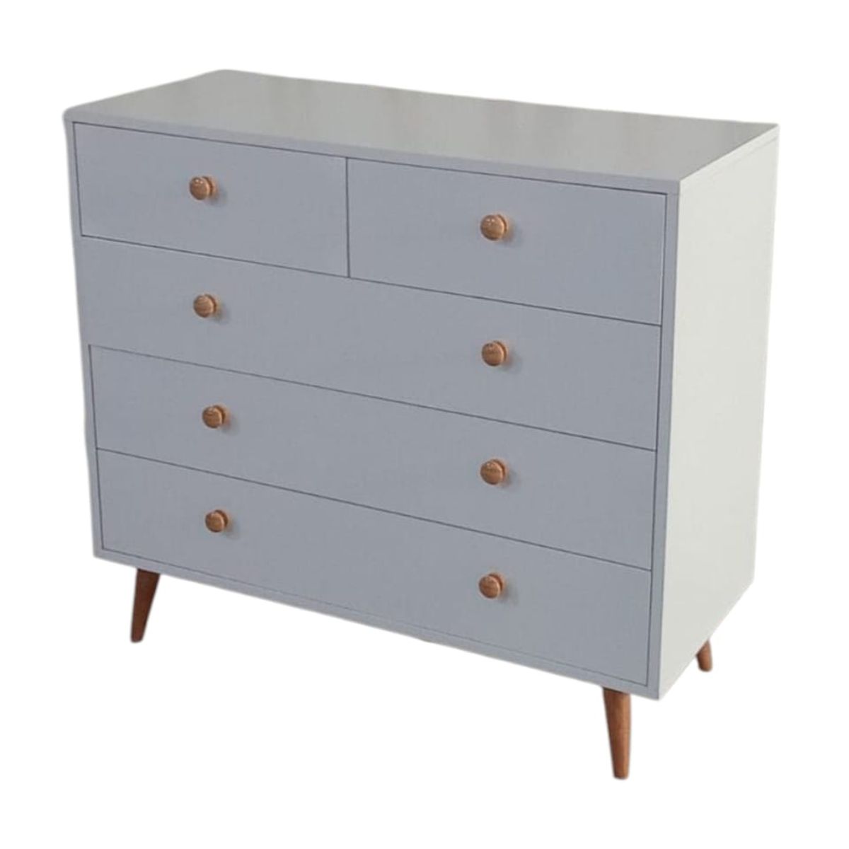 GENERICO - Comoda "Retro Chic" de 5 Cajones: Almacenamiento Estilizado en Blanco