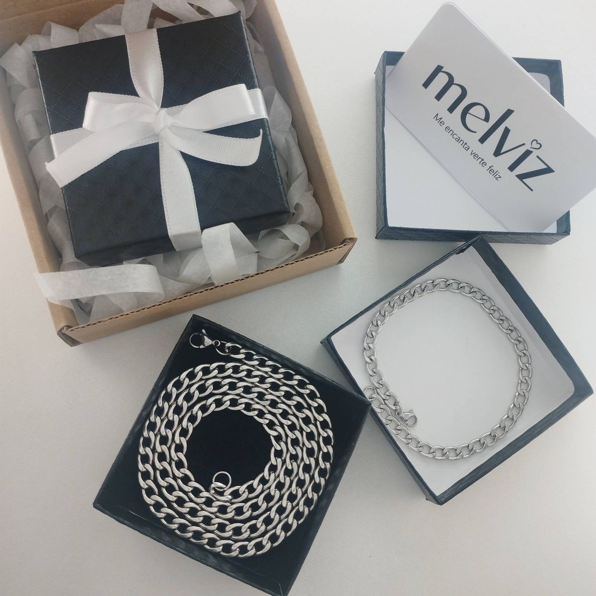 GENERICO - Set Collar Cadena y Pulsera Lomo de Corvina Para hombre