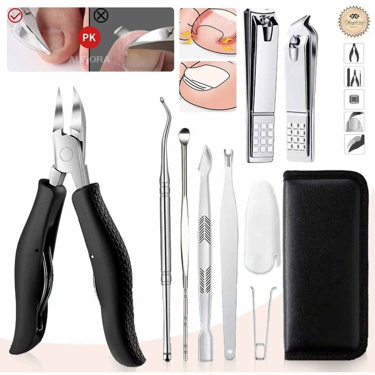 ZIMRAHYG - Kit Herramientas Uñas Encarnadas Set Pedicura 10 Pcs