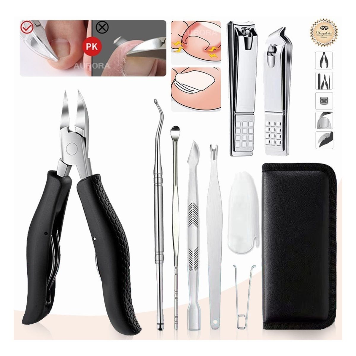 ZIMRAHYG - Kit Herramientas Uñas Encarnadas Set Pedicura 10 Pcs