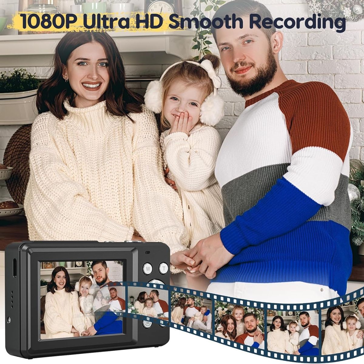 RENVMEXY - Regalo Cámara Niños 44MP + 64GB - Negro con Zoom 16X y Video