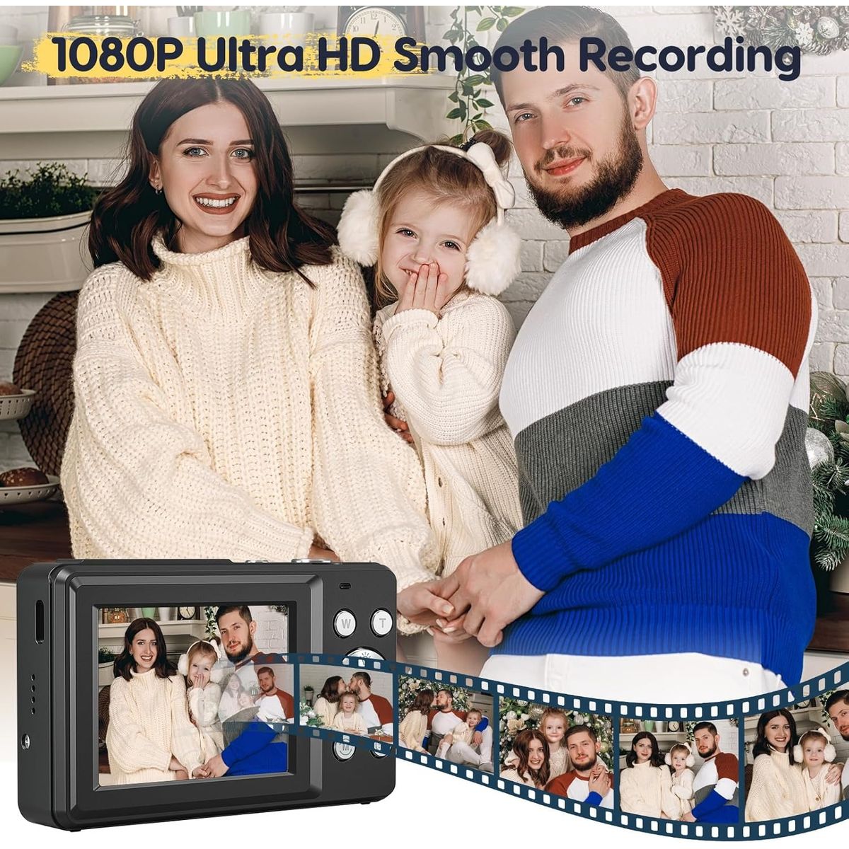 RENVMEXY - Regalo Cámara Niños 44MP + 64GB - Negro con Zoom 16X y Video