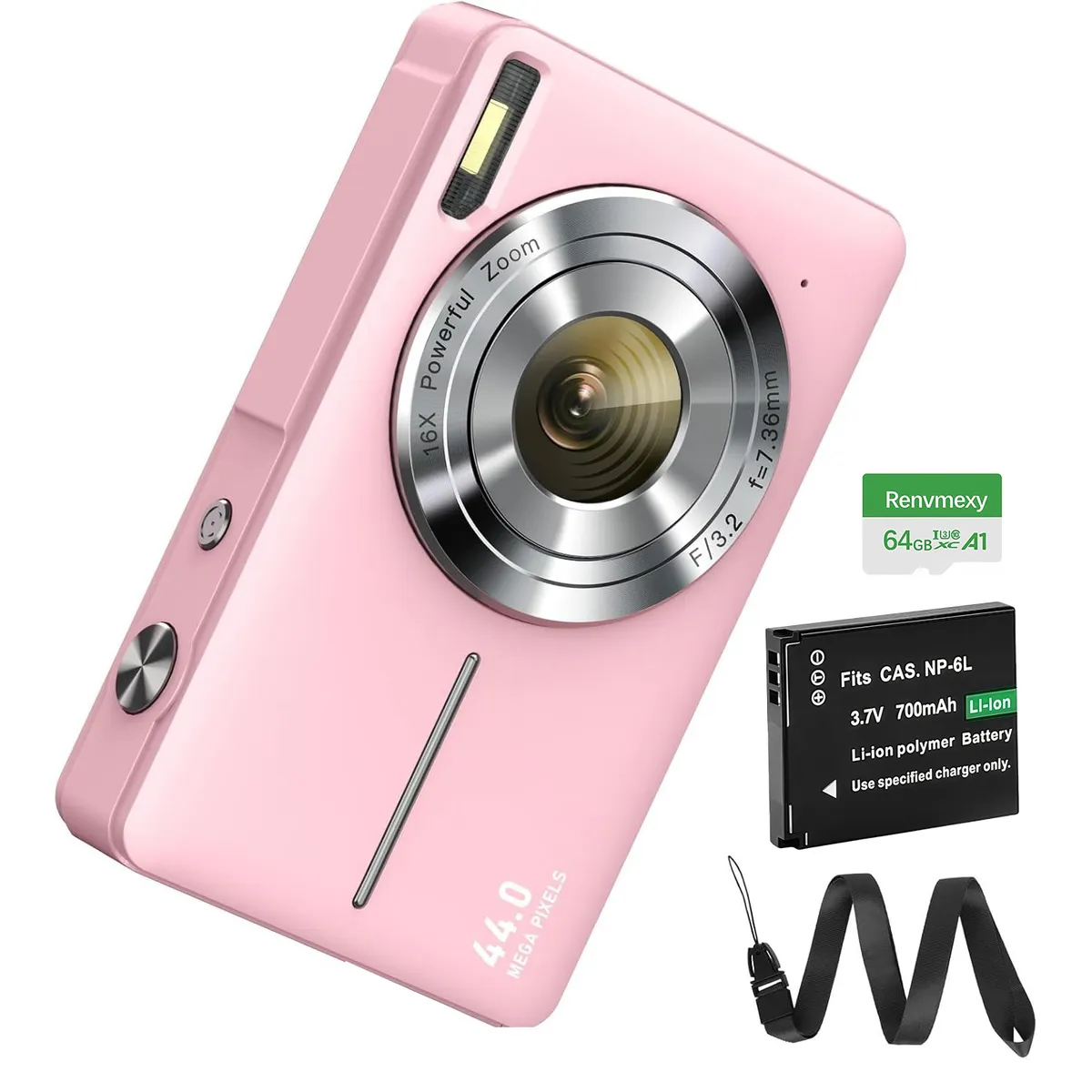 RENVMEXY - Cámara Rosa Regalo Niña 44MP + 64GB - ¡Fácil de Usar
