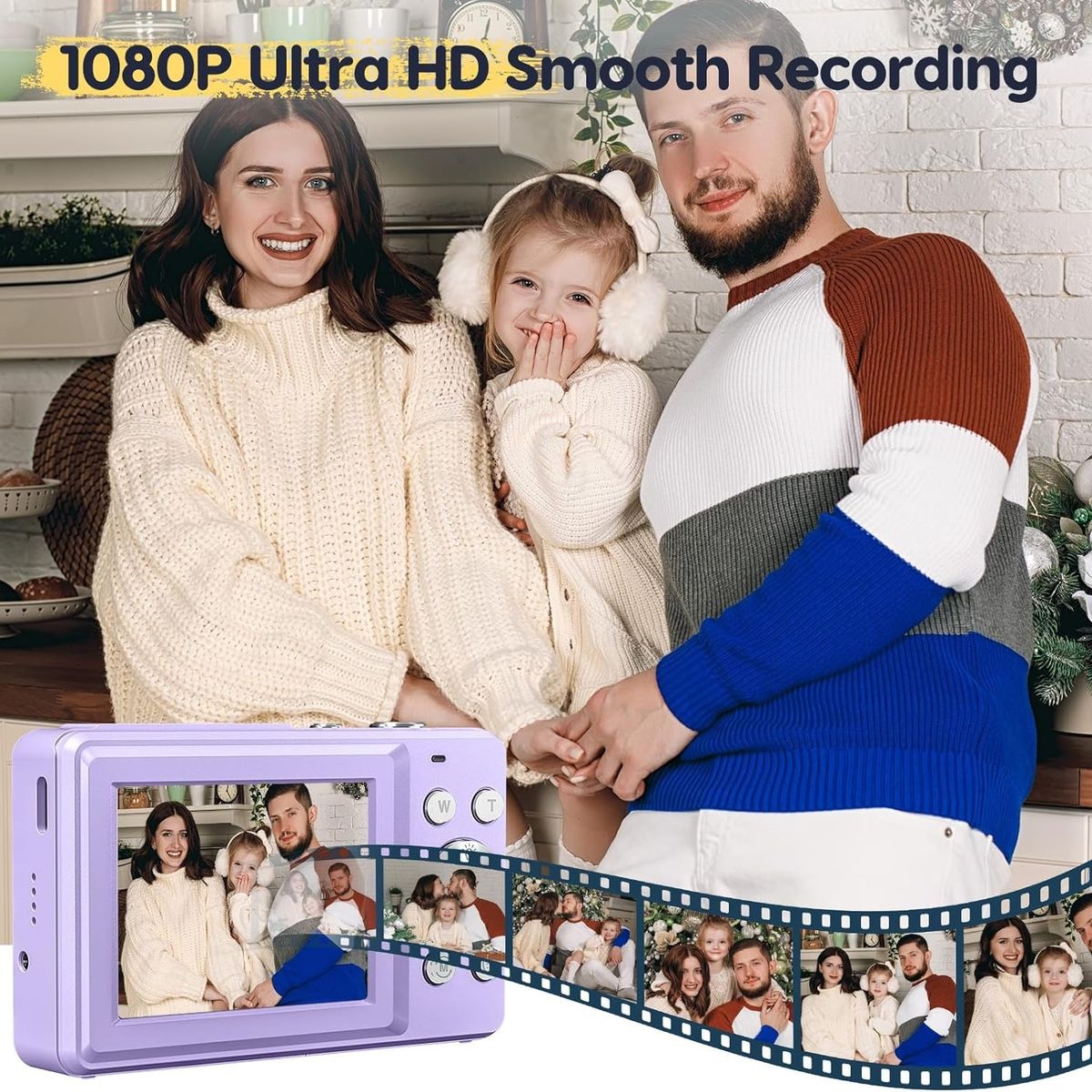 RENVMEXY - Cámara Morada para Niños 44MP + 64GB - Regalo Creativo