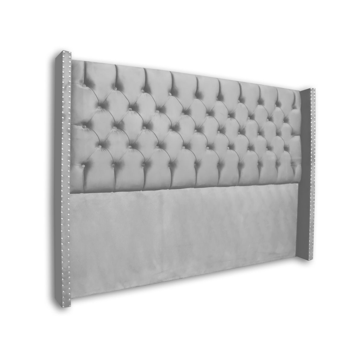 MUEBLES MACRUMO - Cama tapizada Cora King 2 tarimas - Color Gris claro