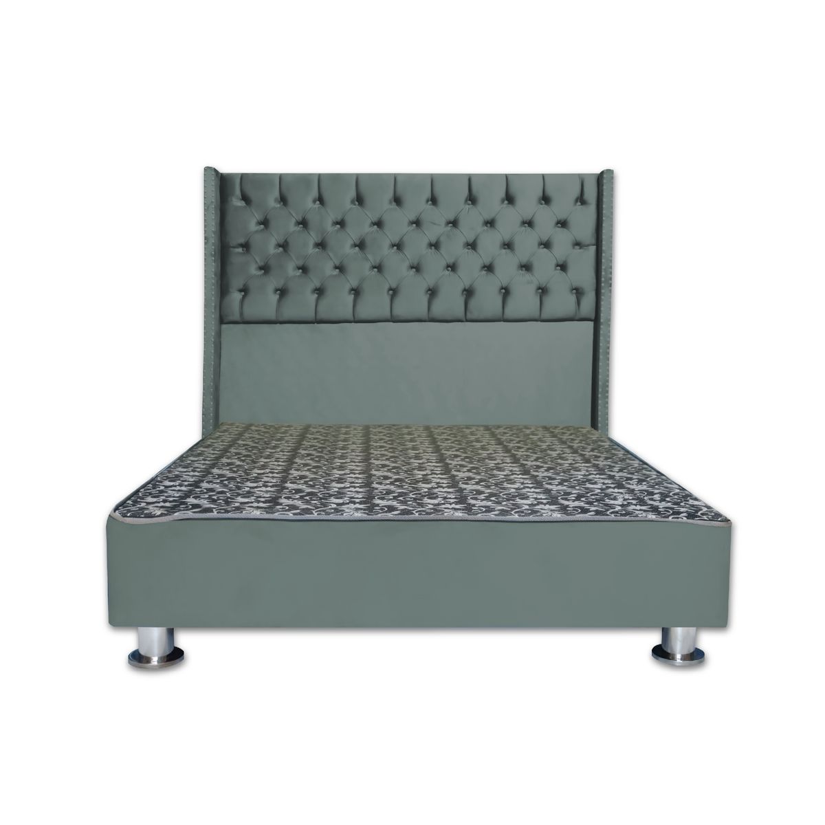 MUEBLES MACRUMO - Cama tapizada Cora King 2 tarimas - Color Gris oscuro