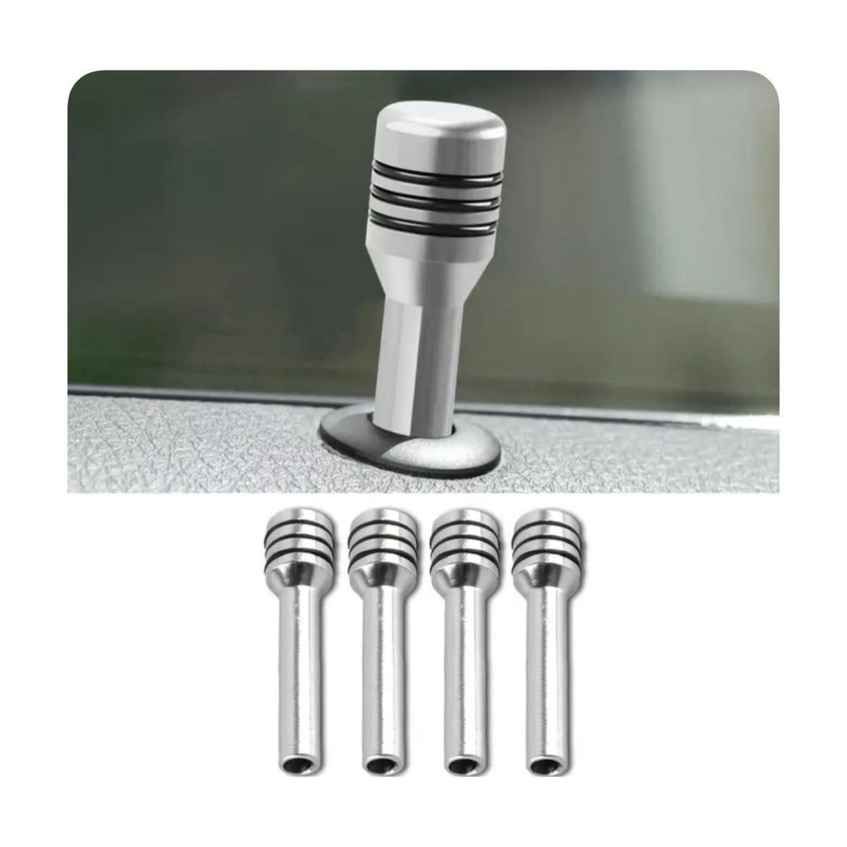 GENERICO - Pestillos para autos - Pack x4 unidades - Plateado