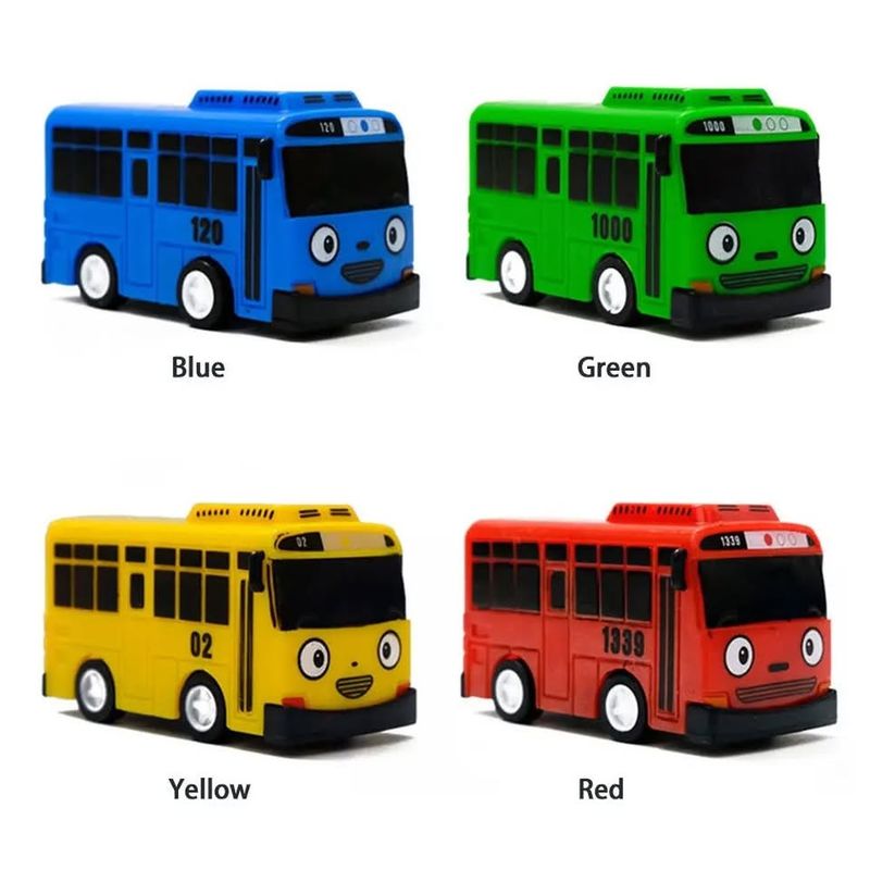 GENERICO - Tayo Pequeño Bus Con Lani Gani Rogi Set X 4 Carritos De 7cm