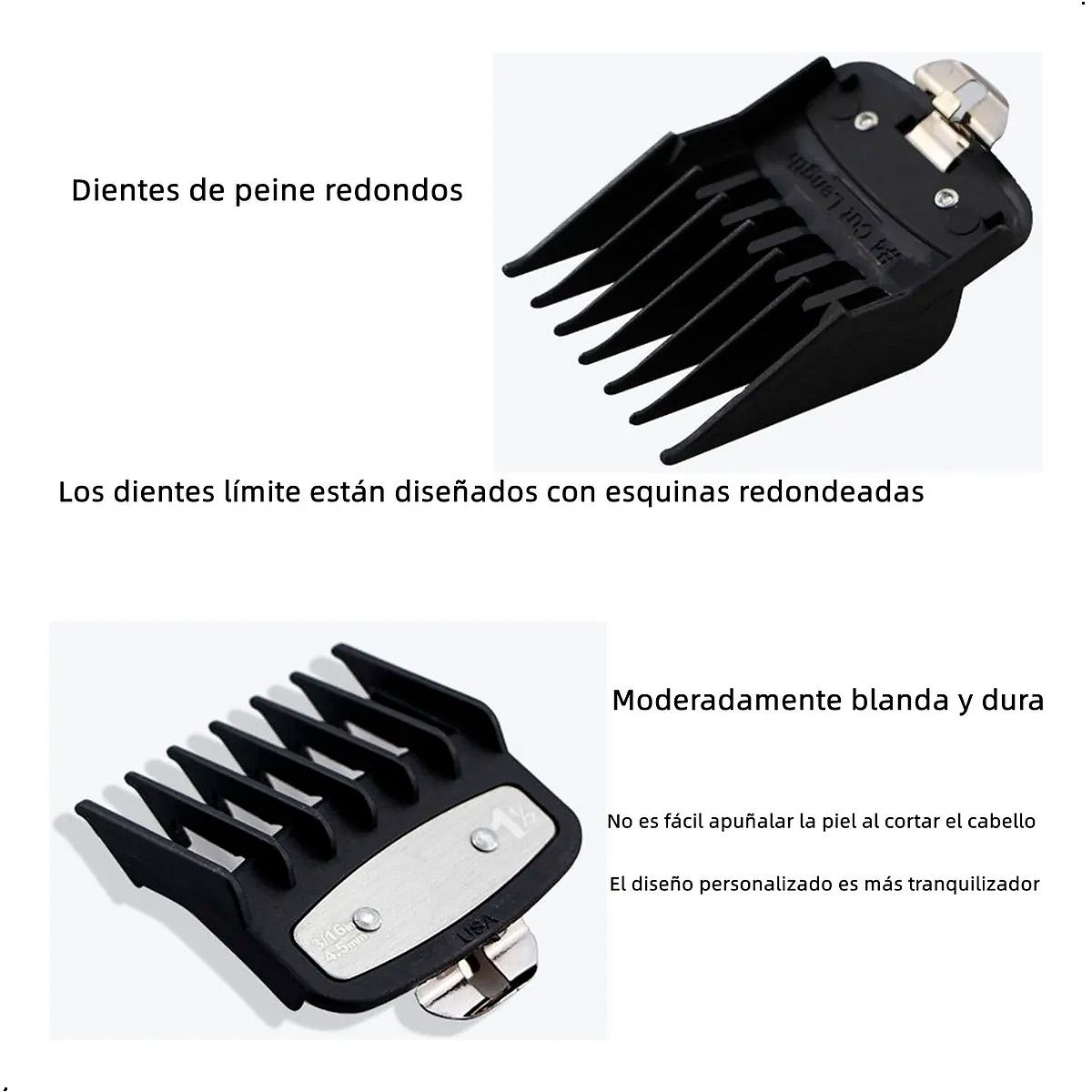 GENERICO - Kit De 8 Peinetas Para Maquinas Clipper Clip De Metal Negro