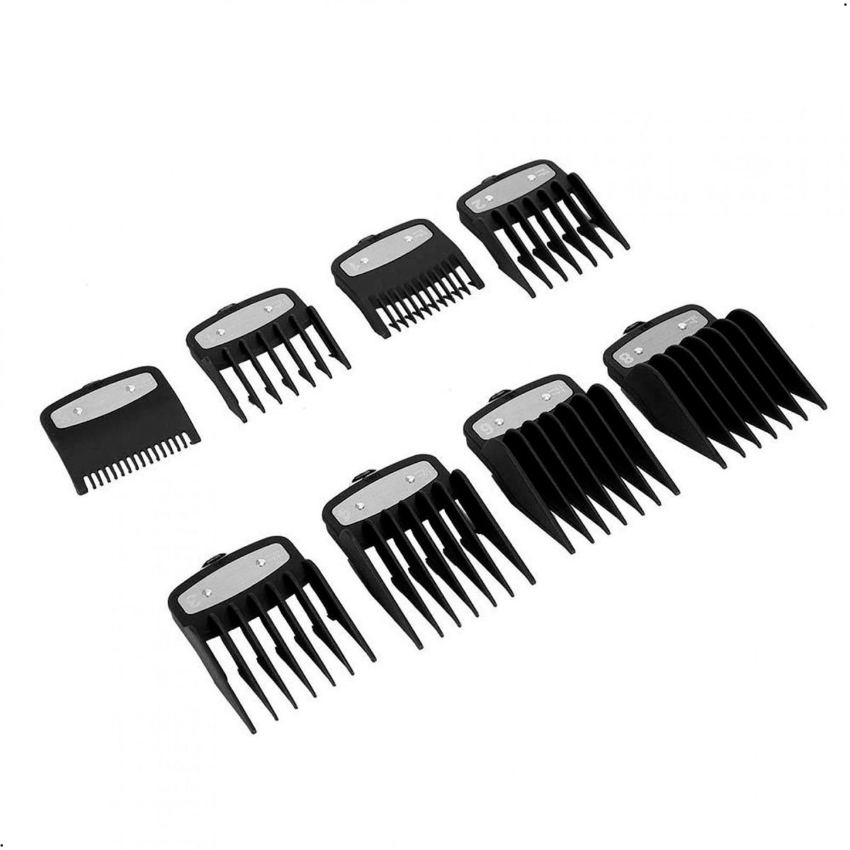 GENERICO - Kit De 8 Peinetas Para Maquinas Clipper Clip De Metal Negro
