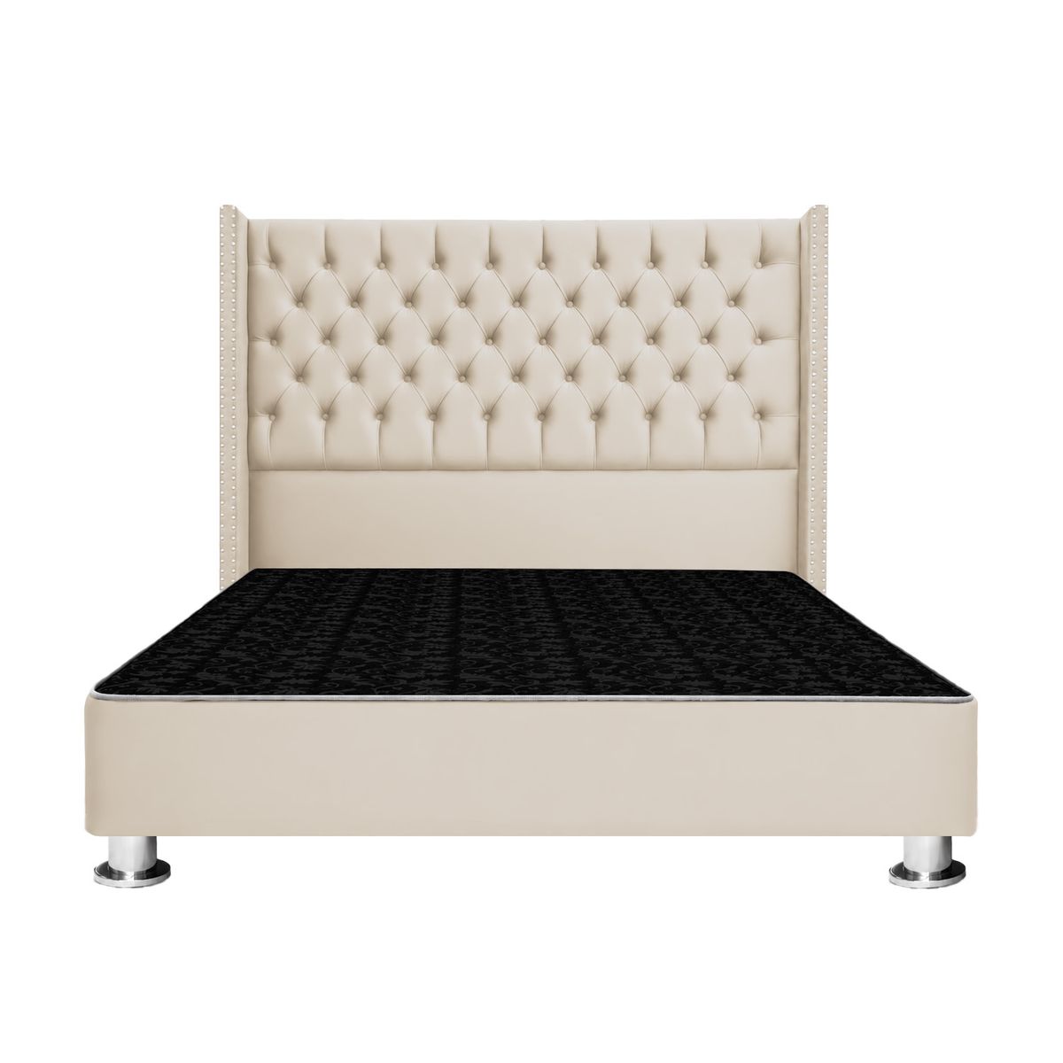 MUEBLES MACRUMO - Cama tapizada Cora Royal 2plz - Color Beige Claro
