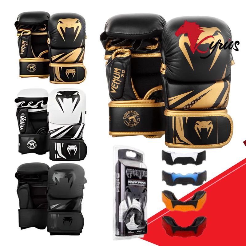 VENUM - Guantes Sparring Venum Importado Negro Talla M + Bucal Venum