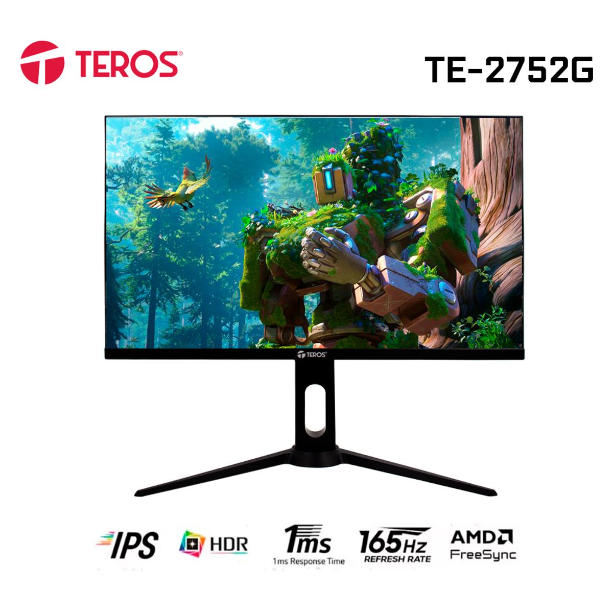 TEROS - Monitor plano Gaming TEROS TE-2752G, 27"FHD IPS, 165Hz, 1 ms, HDMI, DP
