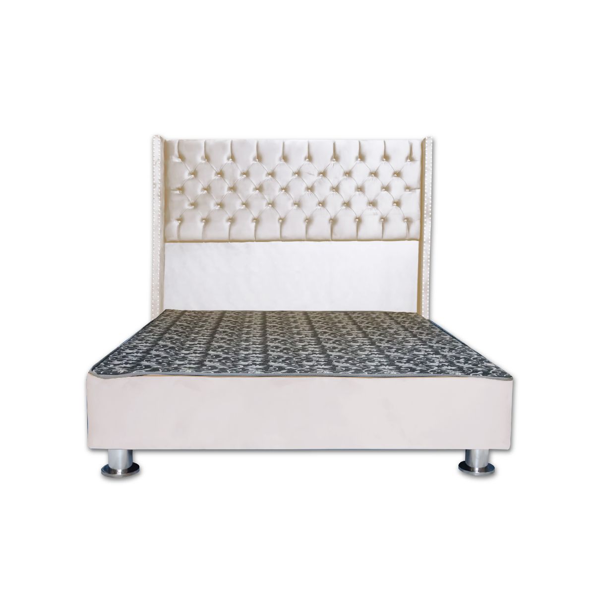 MUEBLES MACRUMO - Cama tapizada Cora Queen - Color Beige claro