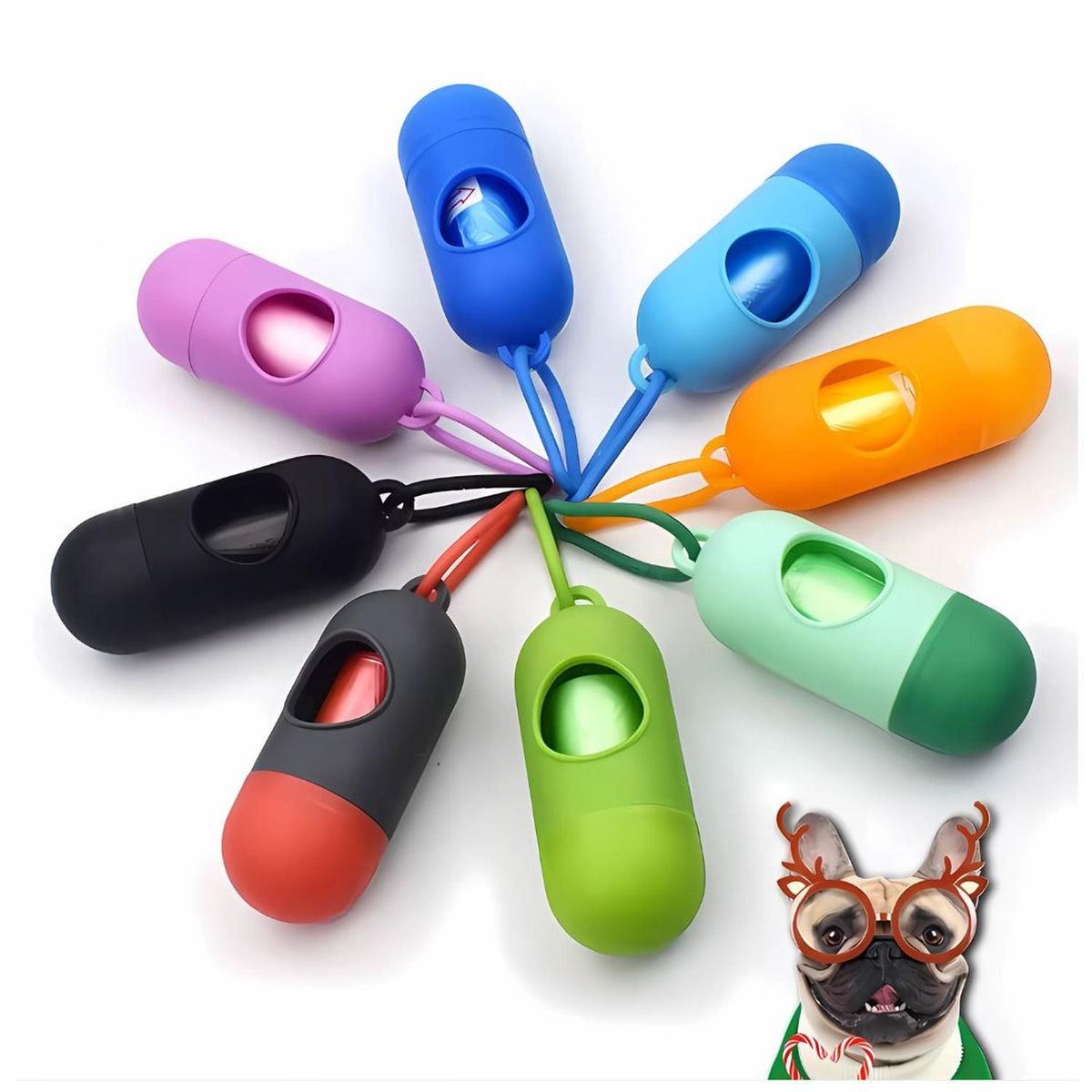 GENERICO - Cápsula Porta Bolsas para Desechos con 6 Bolsas Celeste