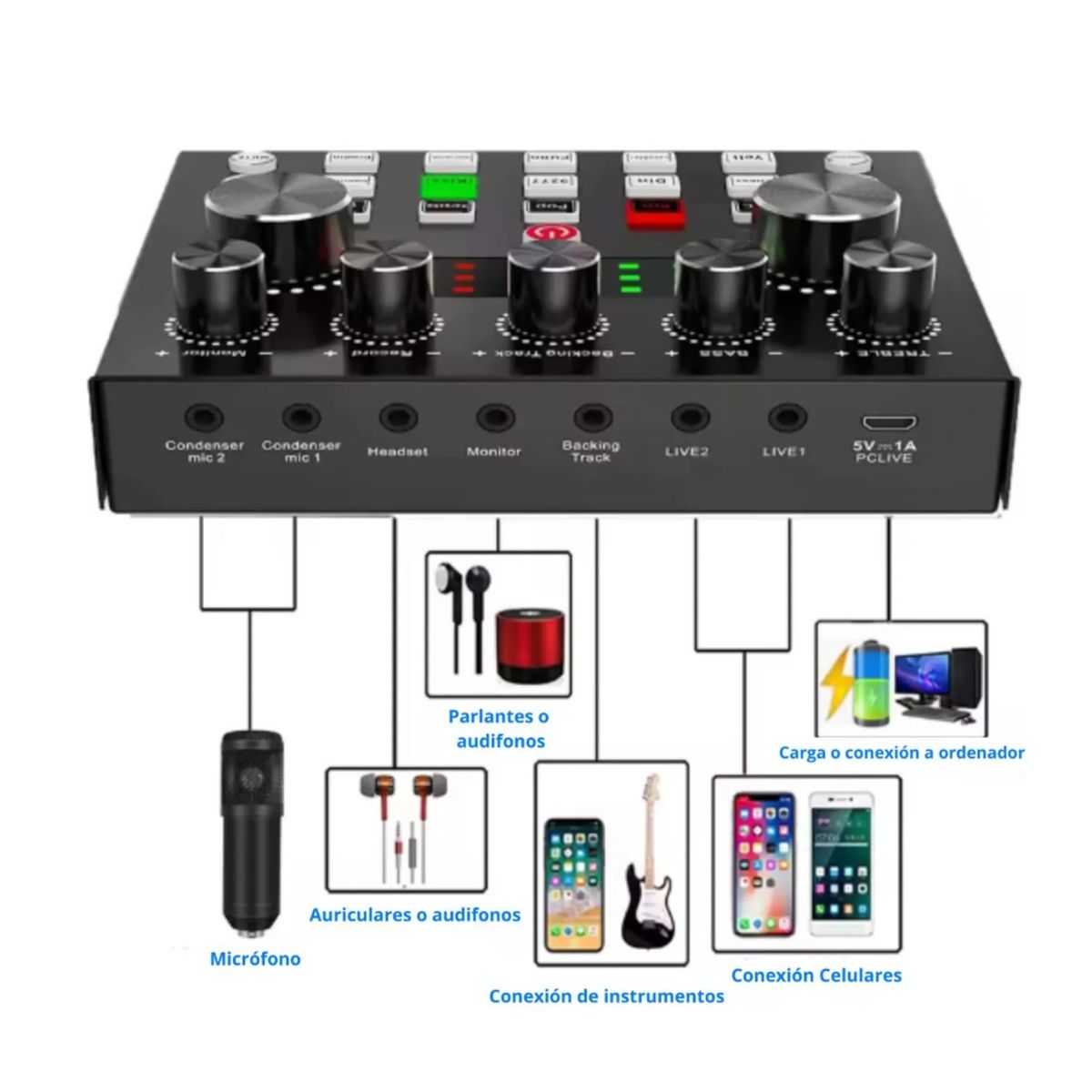 PREMIUM - Consola de Sonido Mezcladora Equipo Poscast  XY-V8S