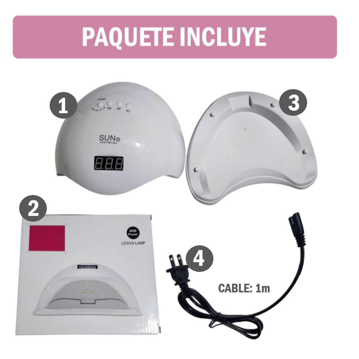 GENERICO - Lámpara Led UV Profesional Secadora Uñas de 48W - Blanco