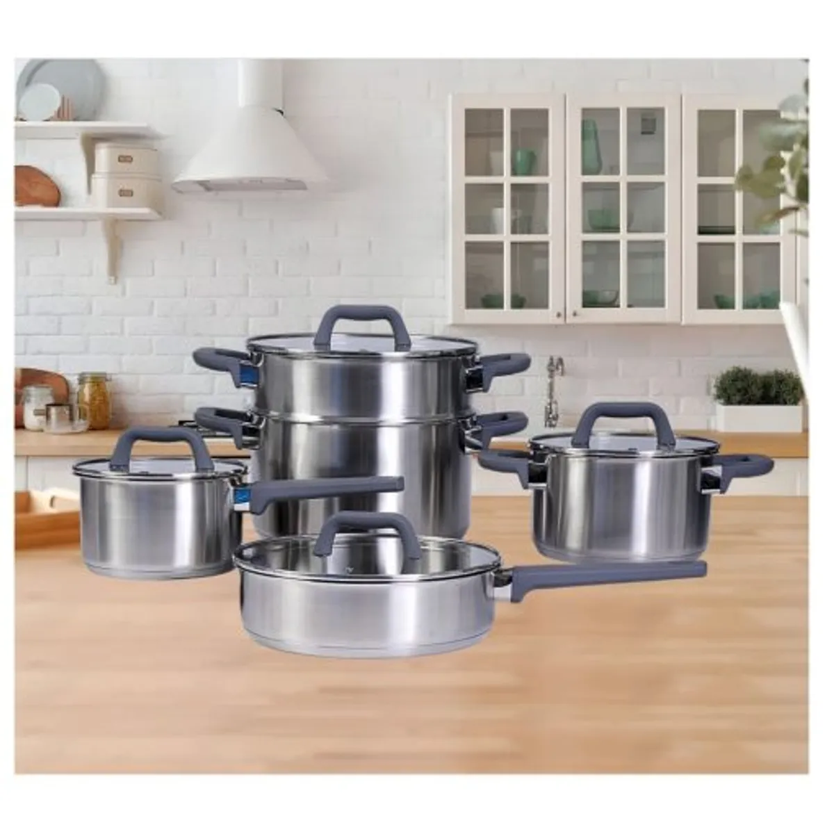 OSTER - Juego de Ollas 9 piezas Acero inoxidable Oster Beauford