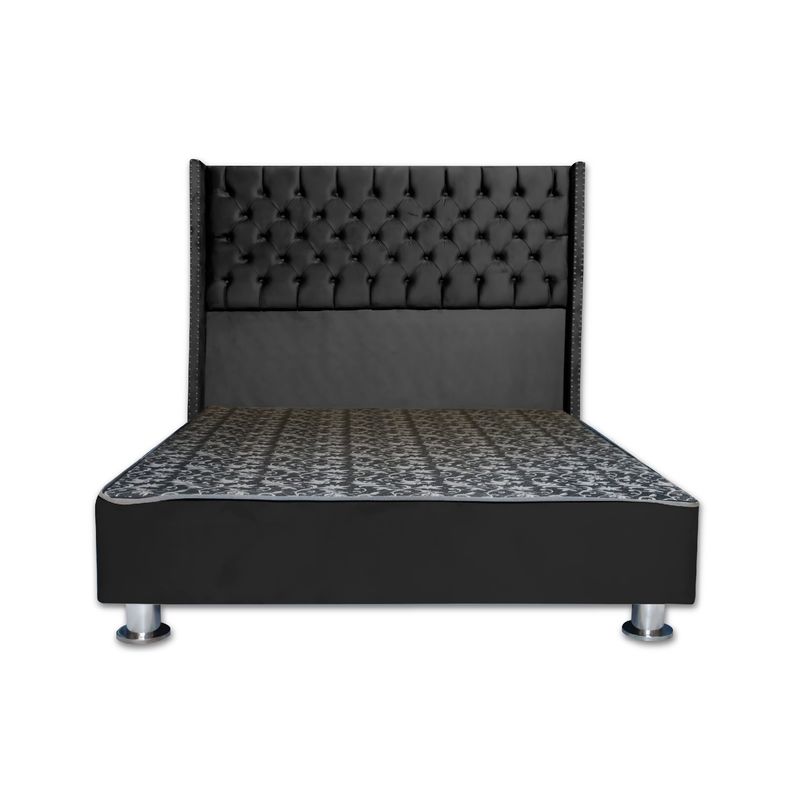 MUEBLES MACRUMO - Cama tapizada Cora Queen - Color Negro