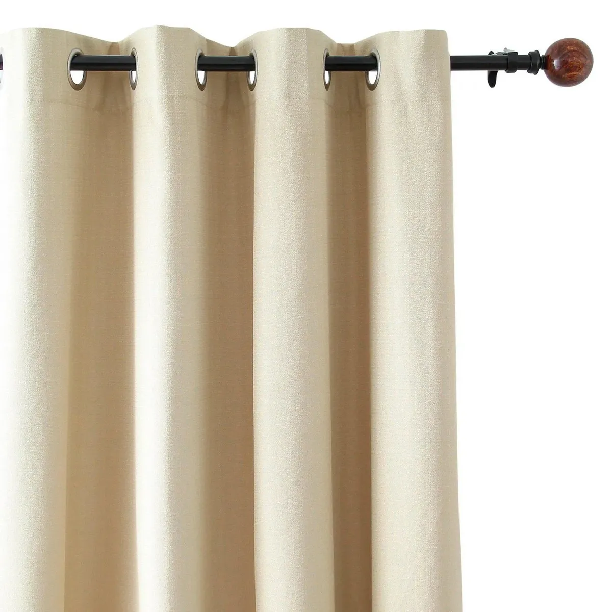 GENERICO - Cortina Moderna Beige Claro con Aros  Set de 2 Paños