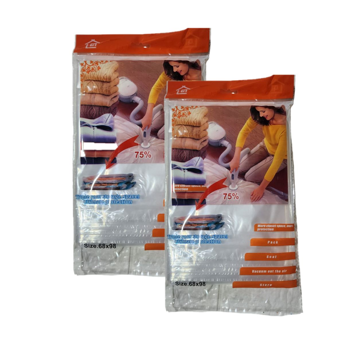 GENERICO - Pack x2 Bolsas de almacenamiento al vacío  (68 x 98 cm )