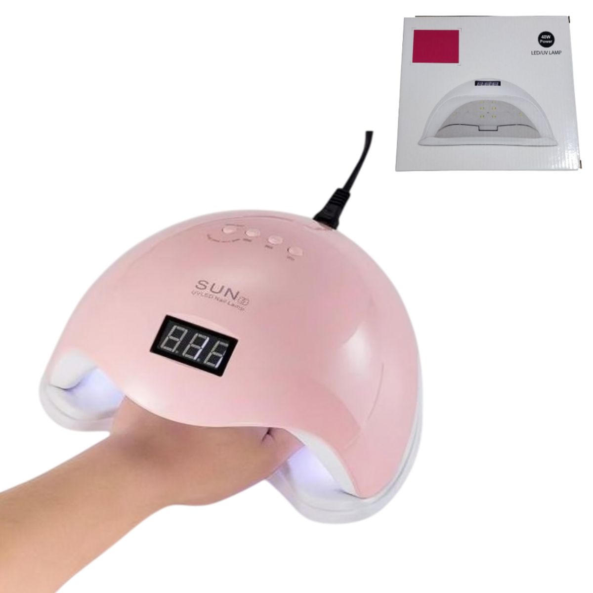 GENERICO - Secador Lámpara UV de uñas de 24 LED 48W - Rosado