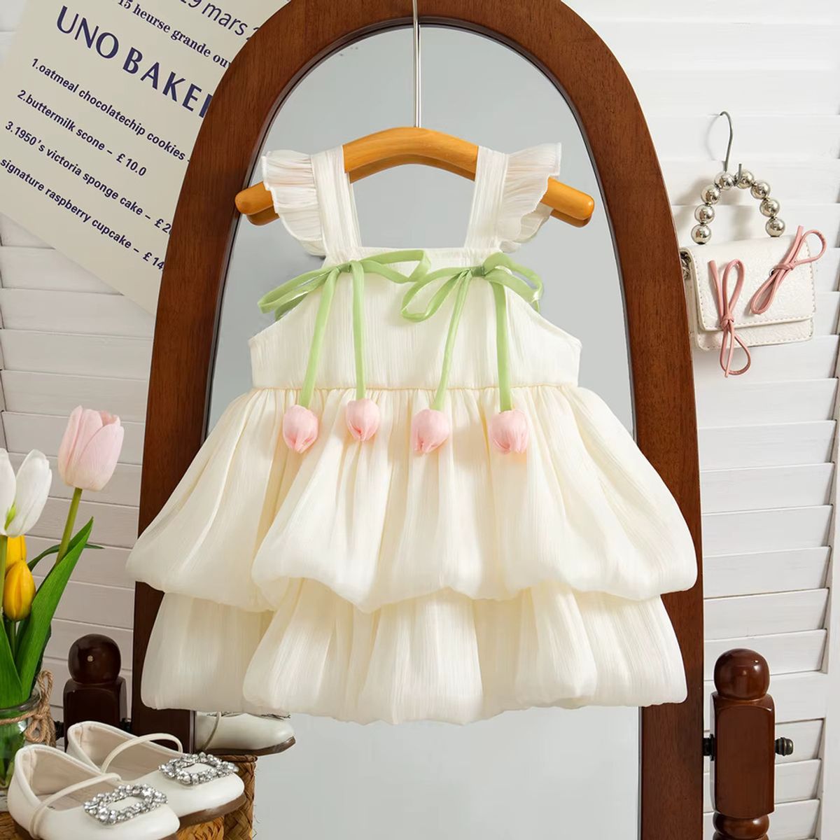 GENERICO - VESTIDO PARA BEBE  PEQUEÑOS CAPULLO DE FLORES