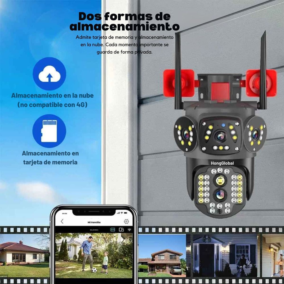 OEM - Cámara IP WiFi 4K con Doble Lente y Audio  Giro PTZ Sirena y Alarma