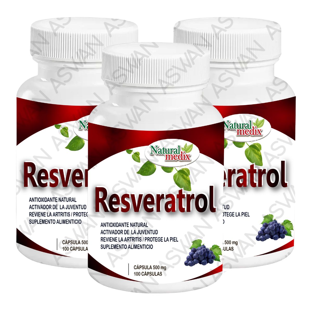 GENERICO - PACK DE 3 RESVERATROL 100 CAPSULAS - NATURAL MEDIX