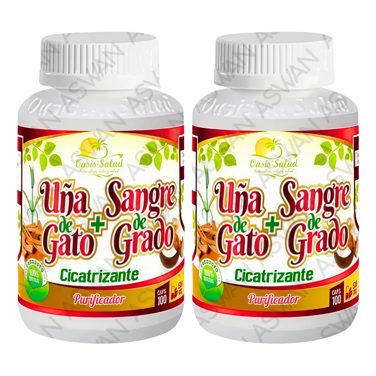 GENERICO - PACK DE 2 UÑA DE GATO + SANGRE DE GRADO 100 CAPSULAS - OASIS DE SALUD