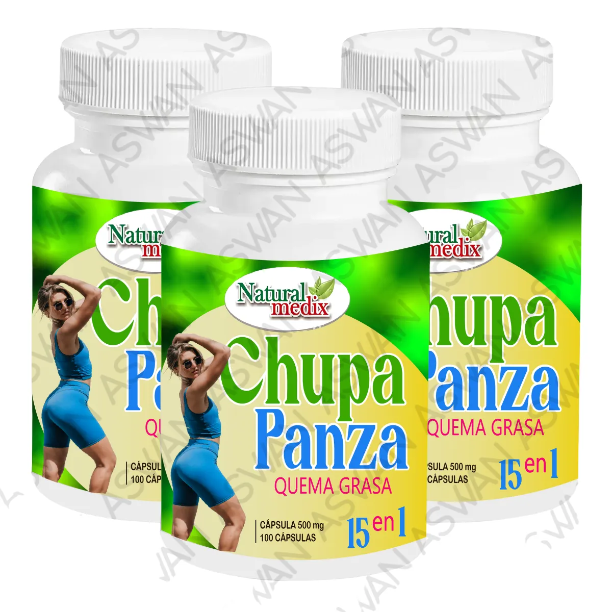 GENERICO - PACK DE 3 CHUPA PANZA 100 CAPSULAS - NATURAL MEDIX