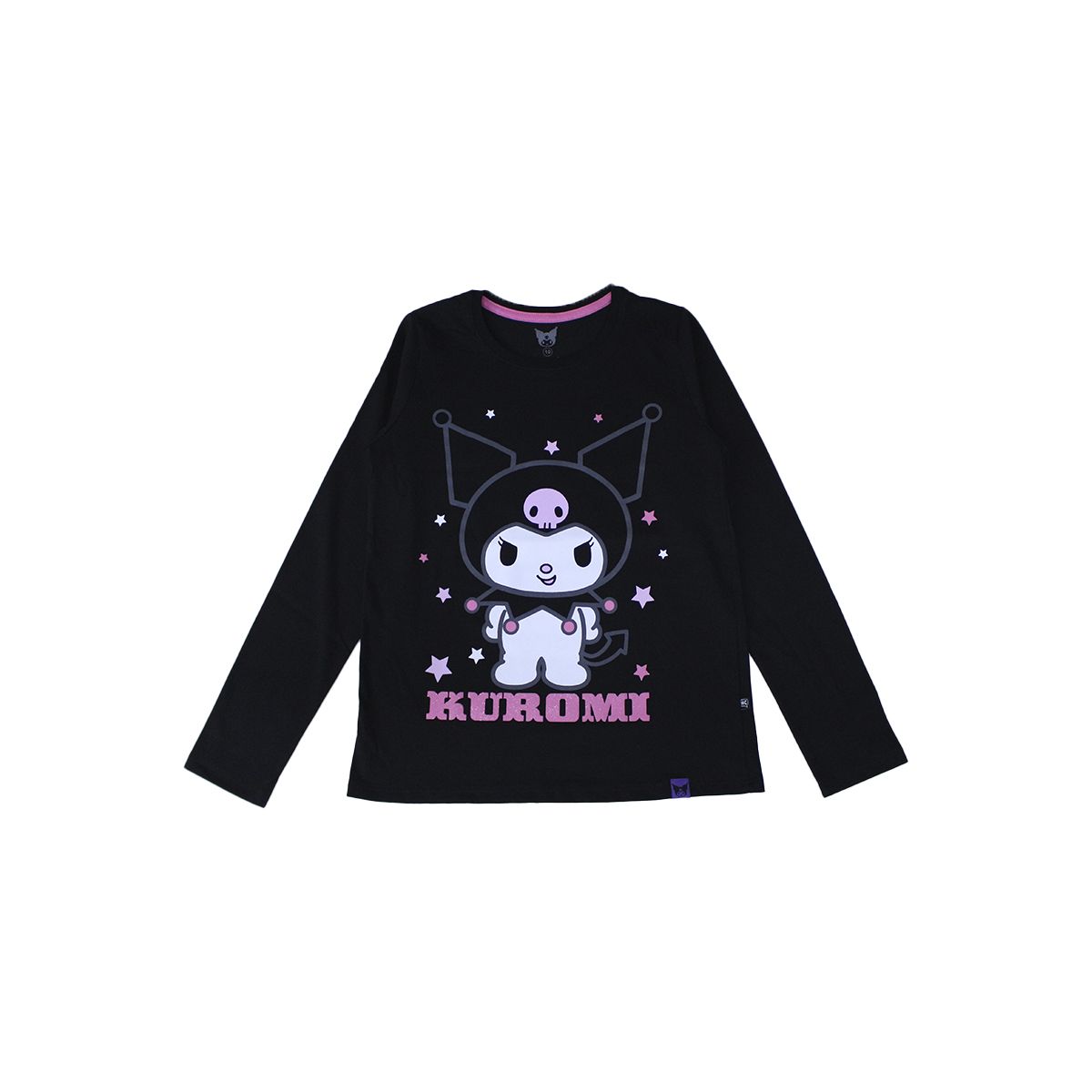 SANRIO - POLO MANGA LARGA KUROMI NEGRO NIÑA