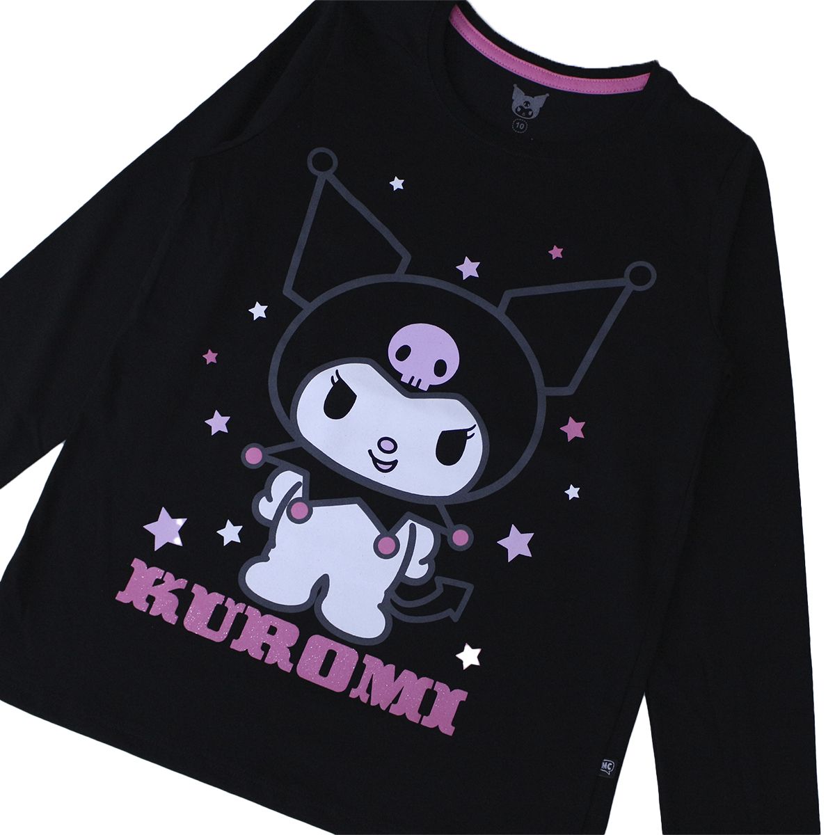 SANRIO - POLO MANGA LARGA KUROMI NEGRO NIÑA