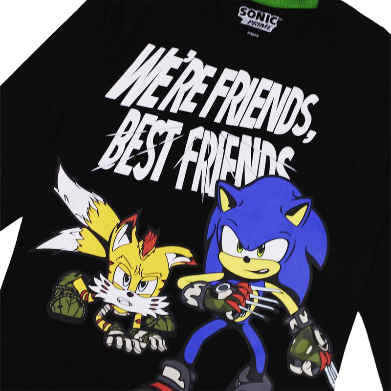 SEGA - POLO MANGA LARGA SONIC NEGRO NIÑO