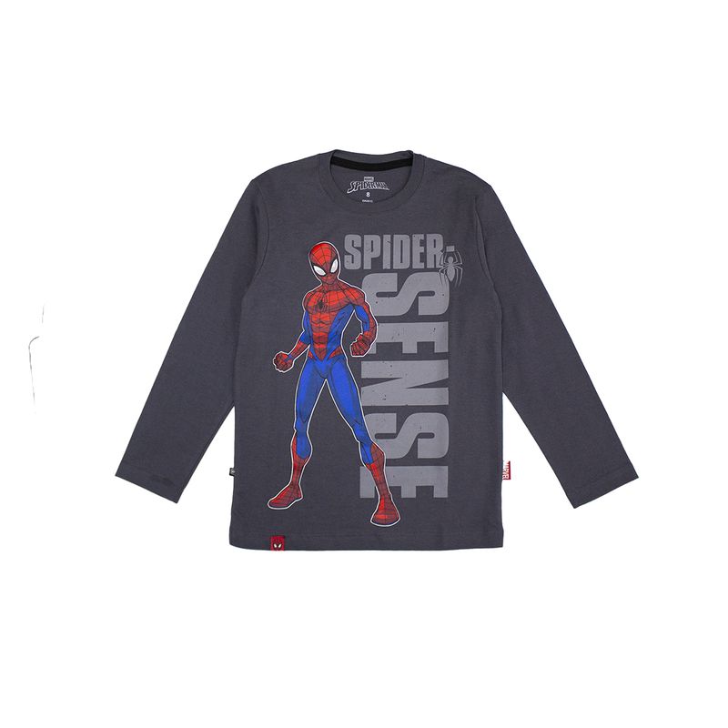 MARVEL - POLO MANGA LARGA SPIDERMAN PLOMO NIÑO