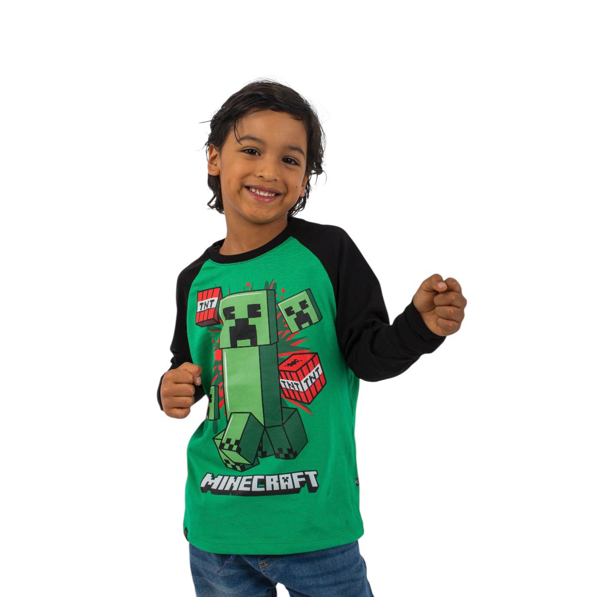 MICROSOFT - POLO MANGA LARGA MINECRAFT VERDE NIÑO