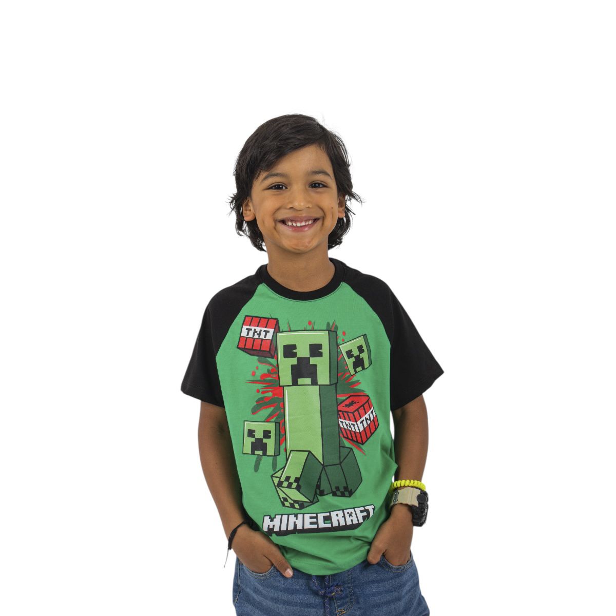 MICROSOFT - POLO MANGA CORTA MINECRAFT VERDE NIÑO