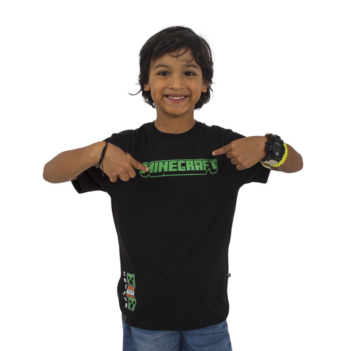 MICROSOFT - POLO MANGA CORTA MINECRAFT NEGRO NIÑO