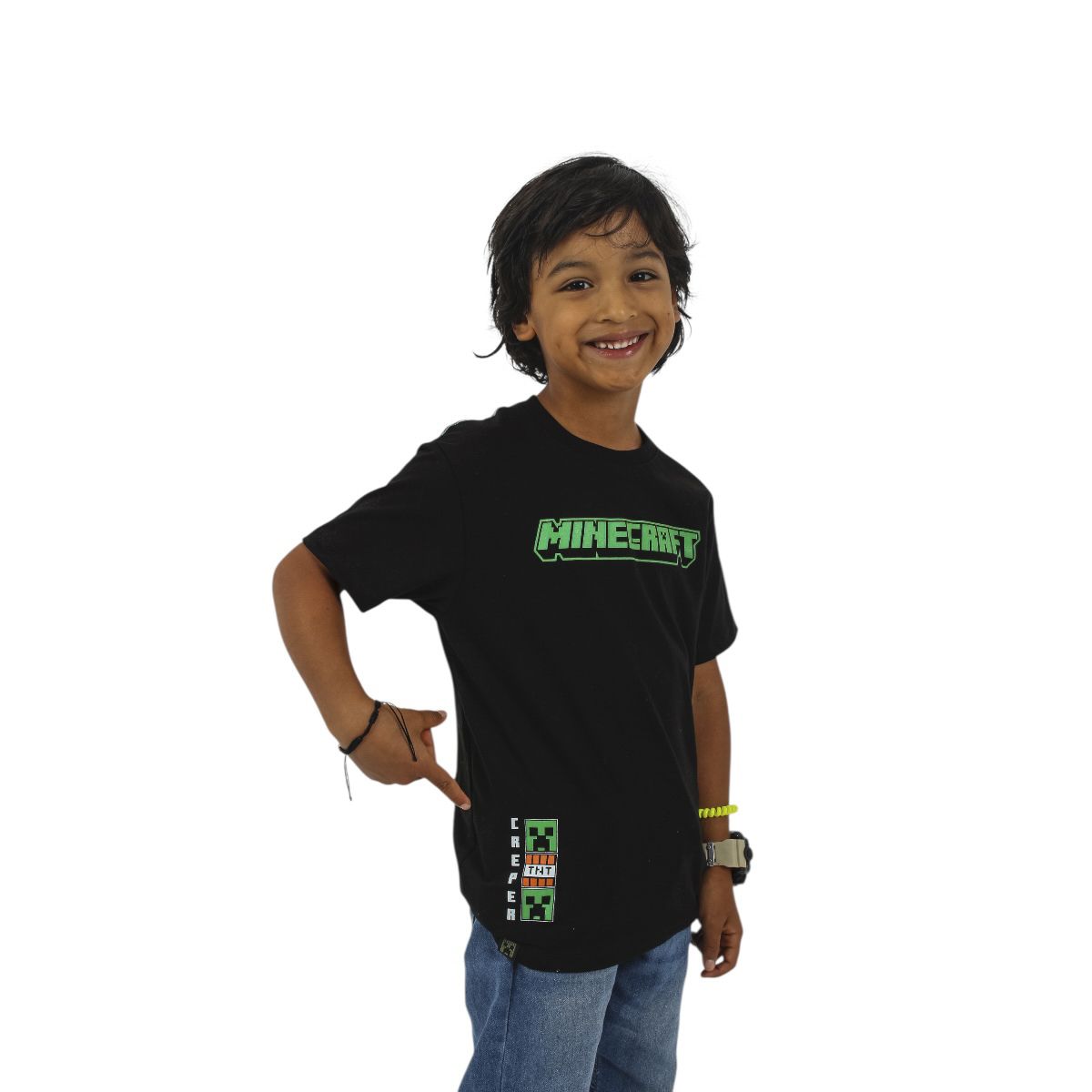 MICROSOFT - POLO MANGA CORTA MINECRAFT NEGRO NIÑO