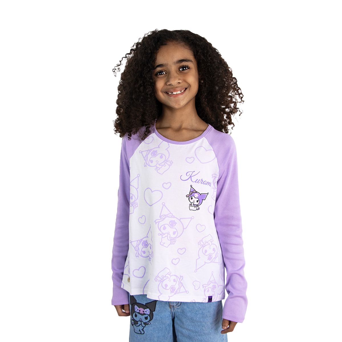 SANRIO - POLO MANGA LARGA KUROMI BLANCO NIÑA