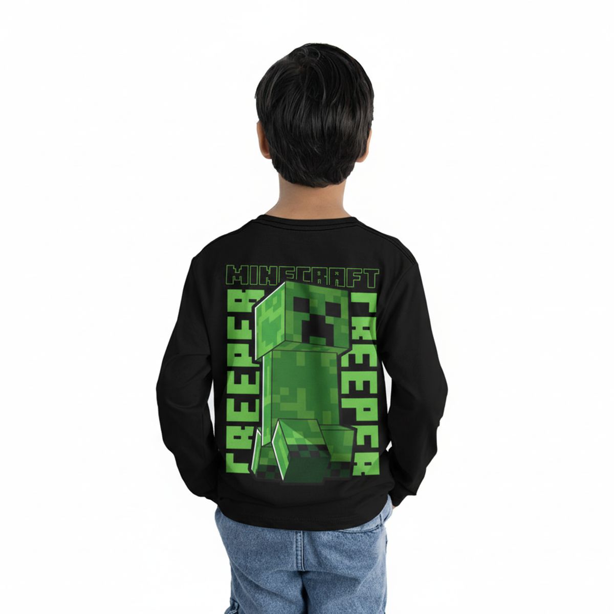 MICROSOFT - POLO MANGA LARGA MINECRAFT NEGRO NIÑO