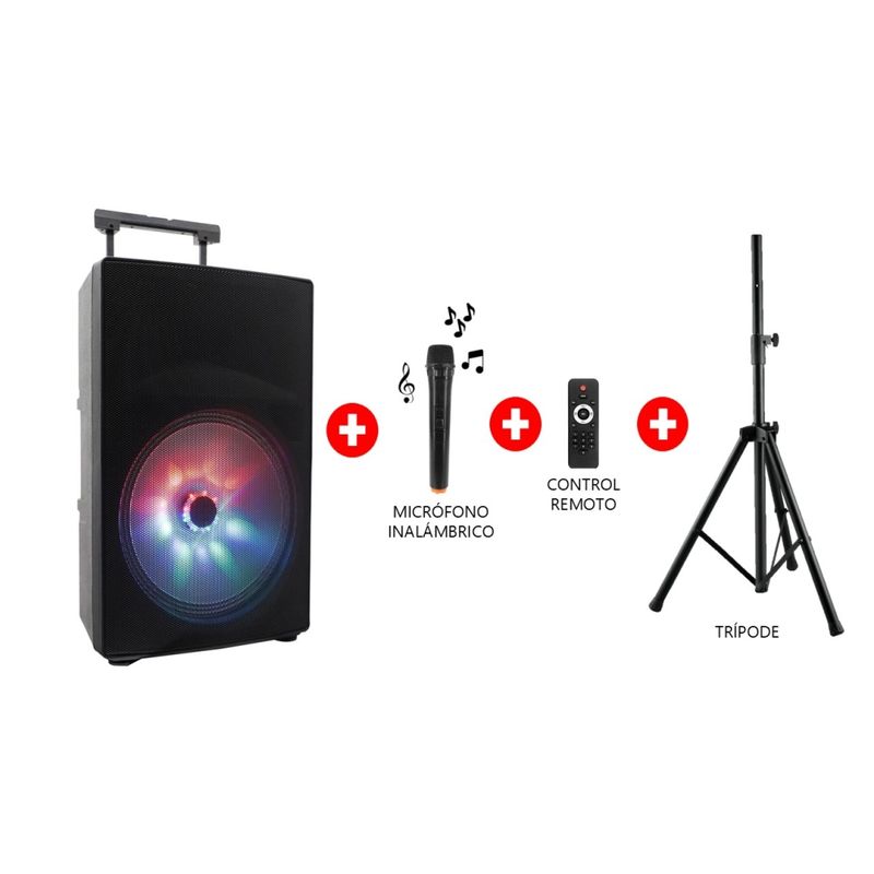 TREVELY - Parlante Amplificado de 15 TREVELY TA-1584 - 800W - recargable - tripode