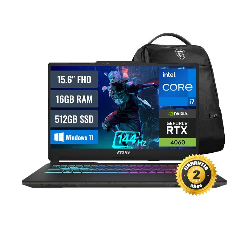 MSI - Laptop Gamer MSI Cyborg 15 A13VFK Intel Core i7 16GB RAM  512GB SSD 8GB RTX 4060 15.6 FHD Windows 11