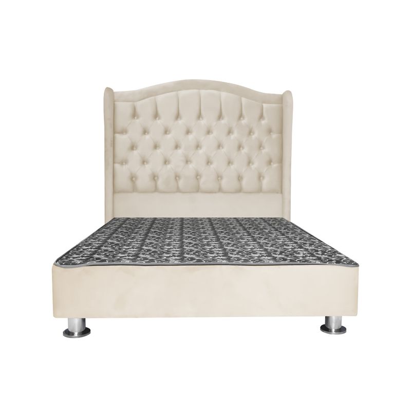 MUEBLES MACRUMO - Cama tapizada Princesa Queen - Color Beige