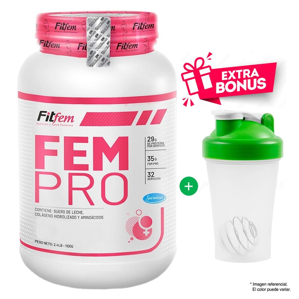 FITFEM - Proteina Suero de Leche Fempro 1.1 kg Vainilla + Shaker